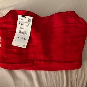 Zara red crop top